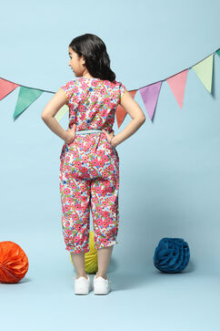 Blue Cotton Straight Jumpsuit image number 4