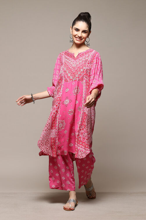 Fuchsia LIVA Straight Printed 2 Piece Set image number 0