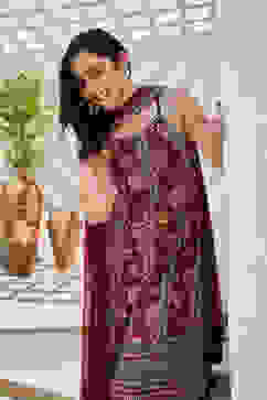 Maroon Printed Straight Kurta & Palazzo Suit Set image number 7