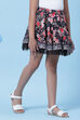 Black Rayon Flared Printed Skirt image number 2