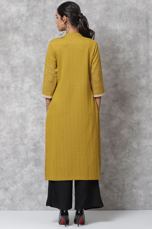 Pink Poly Metallic Straight Kurta image number 4