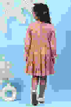 Coral Viscose Flared Printed Dress image number 4