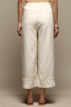 Off White Rayon Relaxed Palazzo image number 4