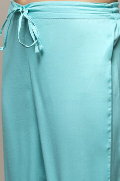 Turquoise Yarndyed A-Line Kurta Regular Pants Suit Set image number 2