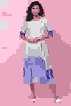 Indigo LIVA Flared Printed Dress image number 0