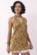Mustard Cotton Printed A Line Short Kurti image number 5