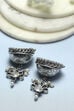 White Oxidised Stone Studded Dome Shaped Jhumkas image number 2