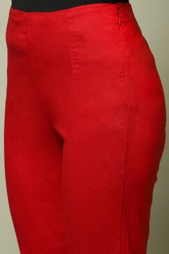 Red Viscose Lycra Solid Pants image number 2