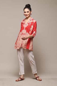 Red Rayon Straight Printed Shirt image number 0