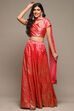 Coral Pink Cotton Blend Lehenga Set