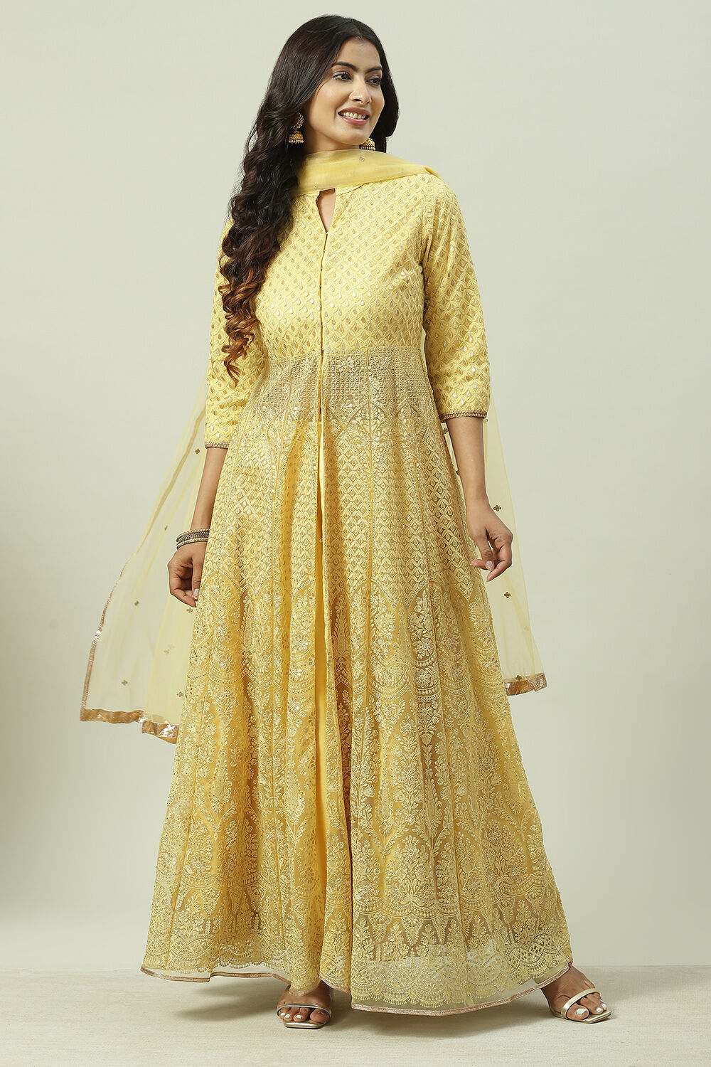 Biba yellow 2025 anarkali suit