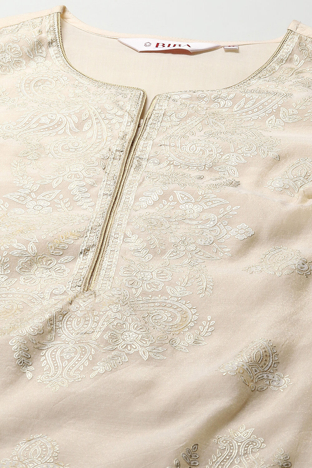 Off White Polyester Straight Printed 2 Piece Set image number 1