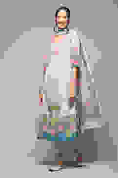 Powder Blue Cotton Anarkali Suit Set image number 5