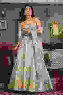 Light Blue Cotton Kalidar Dyed Lehenga Set image number 0