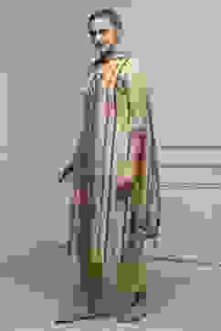 Beige Linen Blend Hand Painted Unstitched Suit Set image number 4