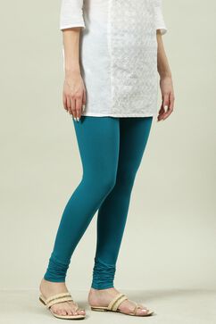 Teal Cotton Lycra Churidar image number 2