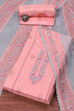 Peach Organza Digital Print Unstitched Suit Set image number 0