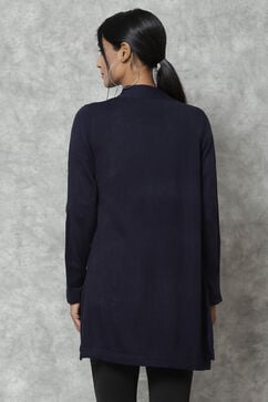 Navy Straight Acrylic Solid Shrug image number 5