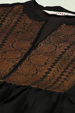 Black Art Silk Flared Yarndyed Kurta image number 1