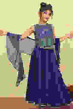 Blue Polyester Printed Short TOP Suit Set image number 0