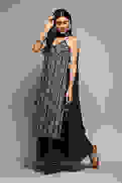 Indigo Cotton Straight Printed Kurta Sharara Suit Set image number 5