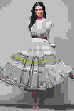 White Cotton Tiered Dress image number 5