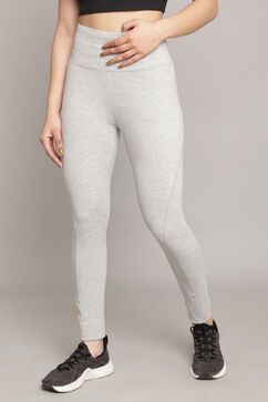 Light Grey Knitted Cotton Blend Leggings image number 4