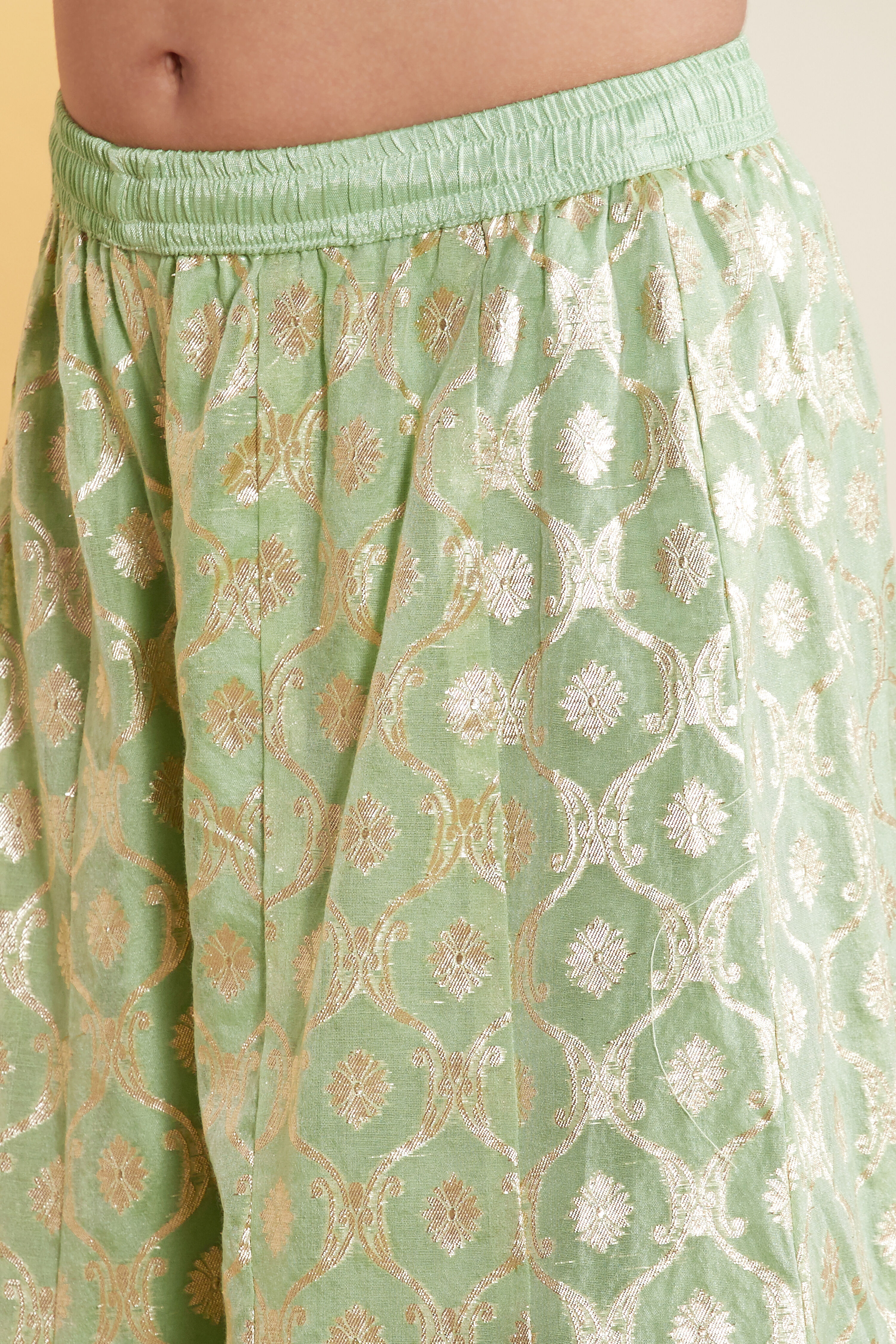 Sage Green Printed Sharara Kurta Set image number 2