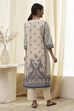 Blue Pure Cotton Printed Straight Kurta image number 3