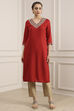 Blue Solid Straight Kurta image number 5