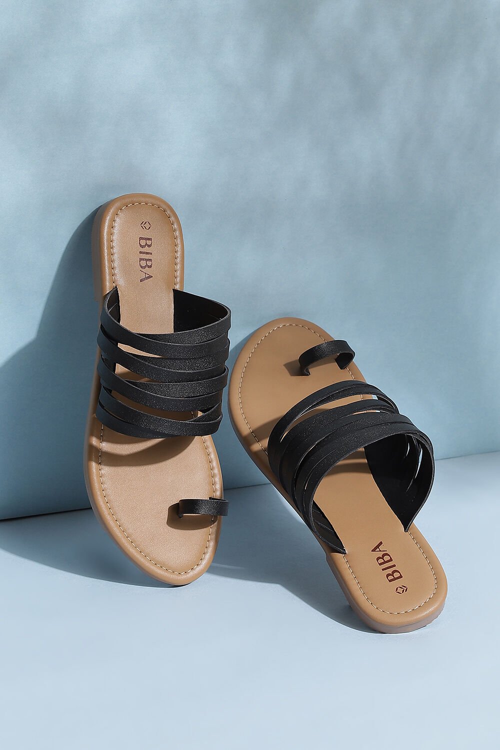Black toe cheap ring flat sandals