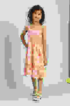 White and Orange Cotton Schiffli Tiered Dress image number 5