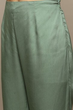 Sage Green Cotton Blend Straight Kurta Pants Suit Set image number 2