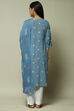 Indigo Cotton Machine Embroidered Unstitched Suit Set image number 7