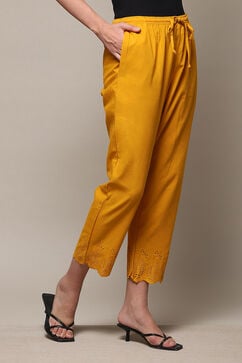 Mustard Cotton Flax Pants image number 3