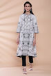 Black Cotton A-line Printed Kurta image number 4