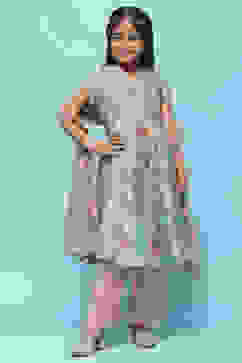  Green Cotton Tissue Anarkali With Palazzo & Net Dupatta image number 7