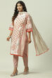 Blush Brown Poly Cotton Straight Suit Set image number 0