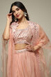 Powder Pink Cotton Silk Embroidered Lehenga Set image number 1