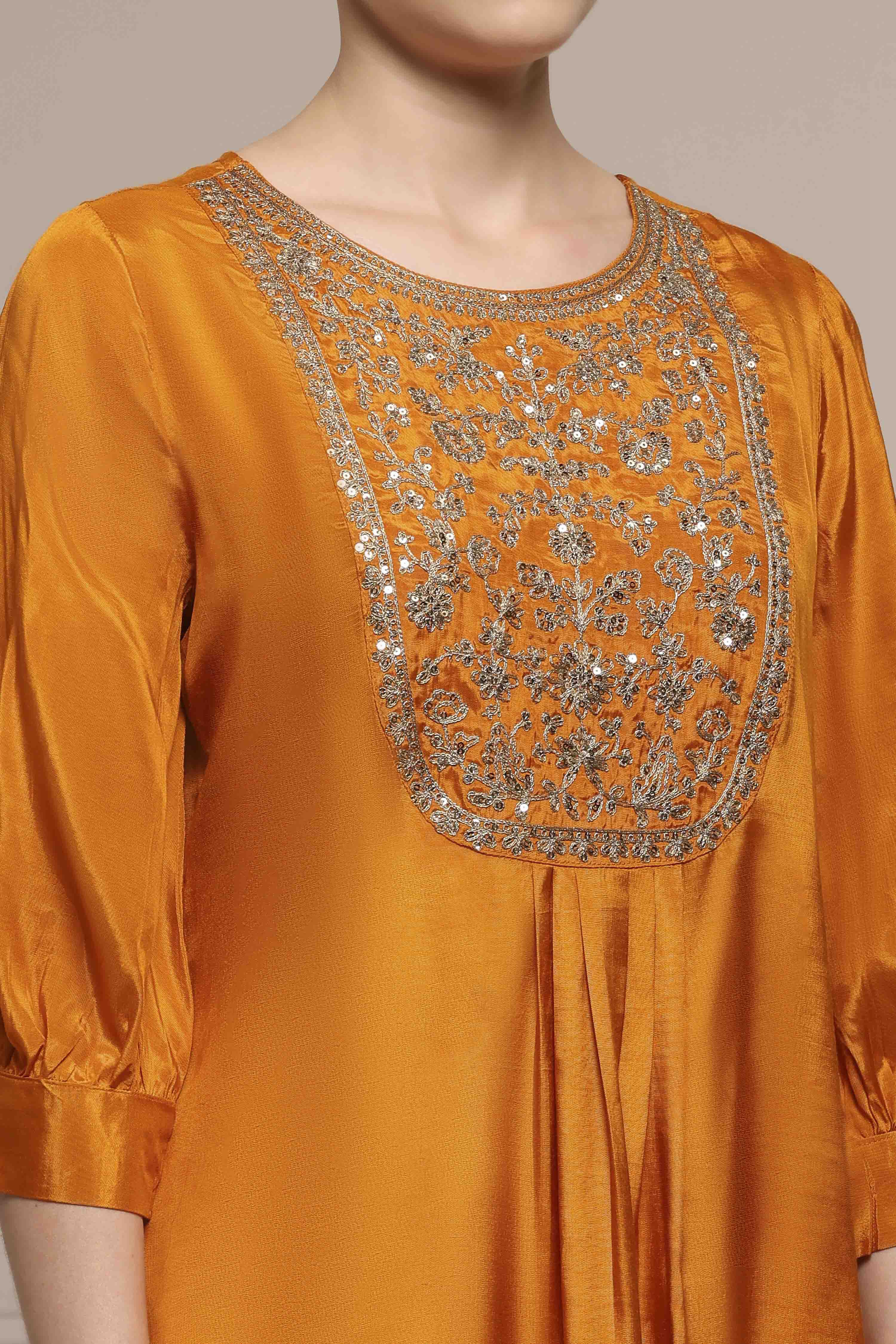 Mustard Yellow Viscose Rayon Straight Solid Kurta image number 1