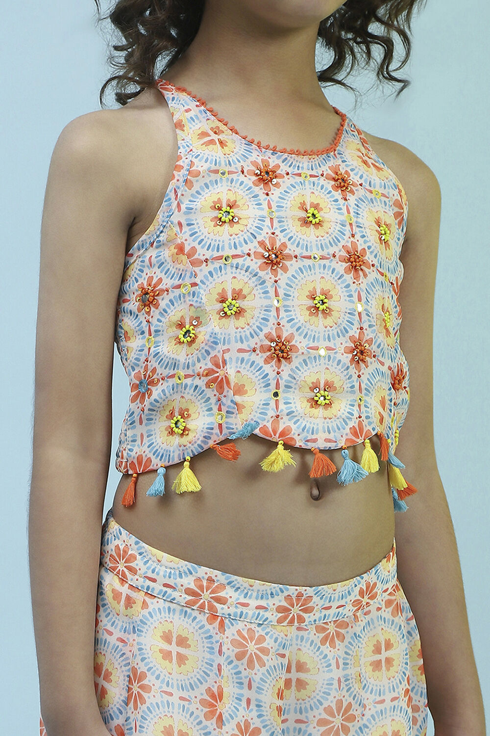 Multi-Colored Printed Blouse & Palazzo Set image number 1