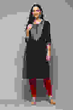 Bottle Green Poly Viscose Straight Printed Kurta image number 0