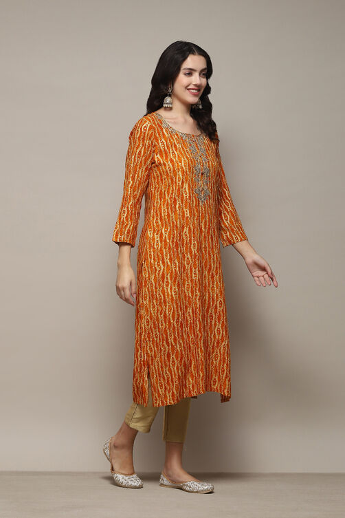 Black Rayon Straight Printed Kurta image number 3