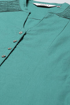 Green A-Line Solid Kurta image number 1