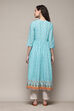 Green Cotton A-Line Printed Kurta image number 4