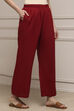 Blue Viscose Rayon Straight Palazzos image number 0