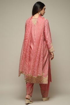 Old Rose Cotton Silk Straight Suit Set image number 4
