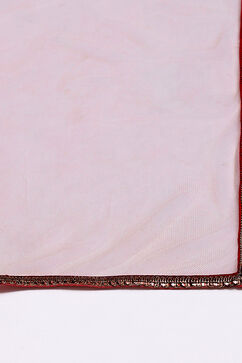 Red Rayon Front Open Kurta Regular Pants Suit Set image number 2