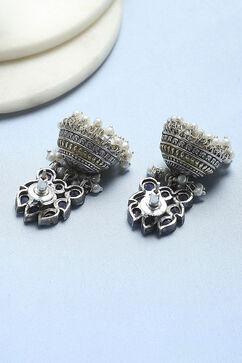 Navy Brass Jhumka image number 2