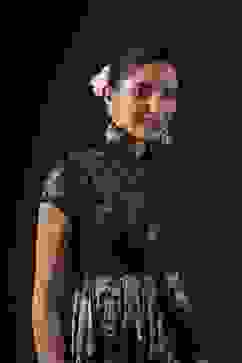 Rohit Bal Navy Cotton Silk Anarkali Printed Suit Set image number 1